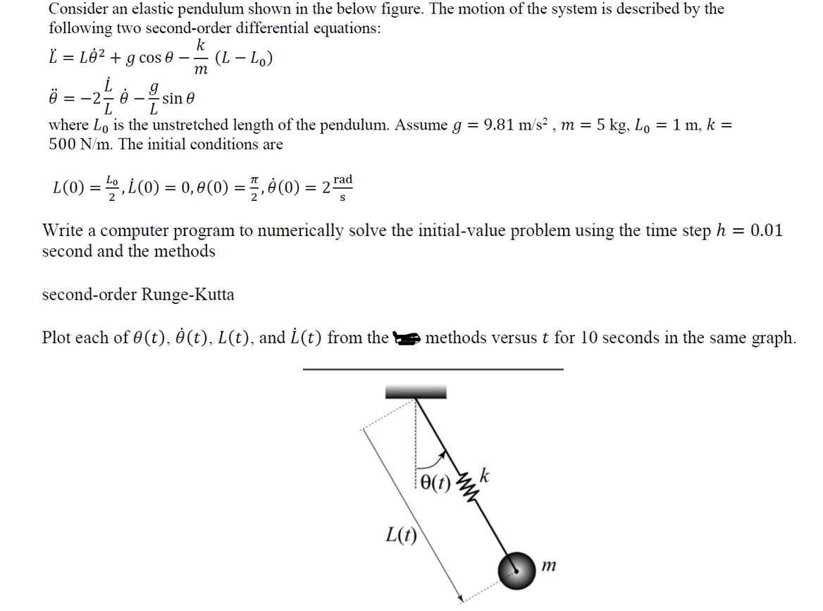 Consider An Elastic Pendulum Shown In The Below Figure The Motion Of The System Is Described By The Following Two Secon 1