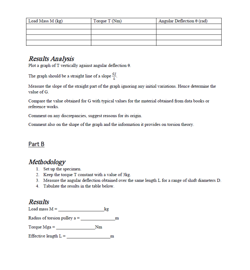 Mm Cv211 Solid Mechanics 1 Lab 3 Torsion Experiment Objective To Observe The Relationship Between The Torque And Ang 3