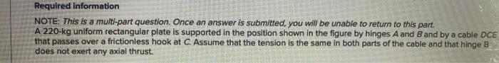 Required Information Note This Is A Multi Part Question Once An Answer Is Submitted You Will Be Unable To Return To T 1