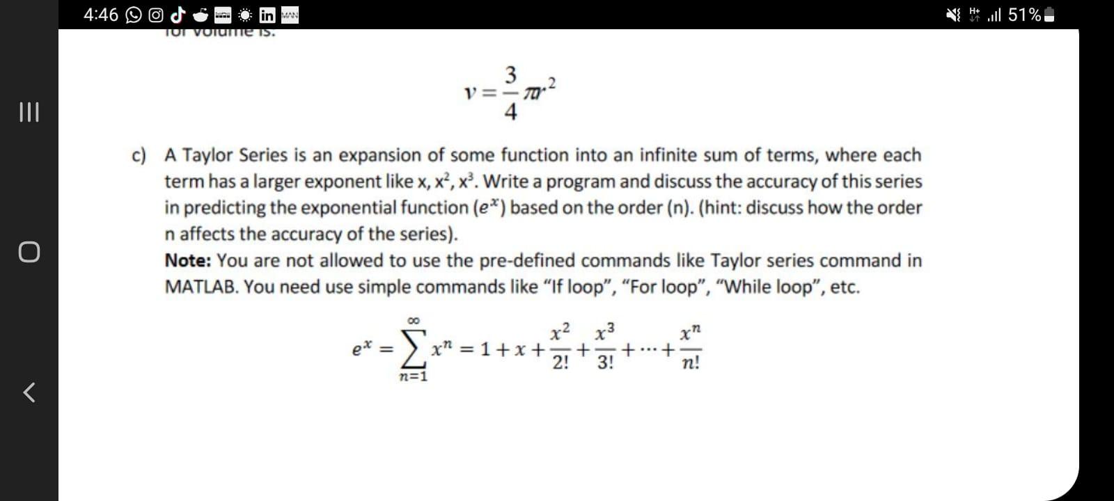 4 46 Ll 51 In W Tui Volume Is 3 V Ter2 Iii 4 C A Taylor Series Is An Expansion Of Some Function Into An Infin 1