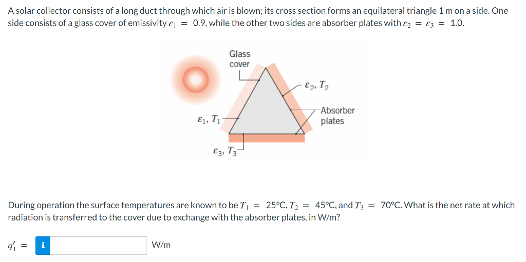 A Solar Collector Consists Of A Long Duct Through Which Air Is Blown Its Cross Section Forms An Equilateral Triangle 1 1
