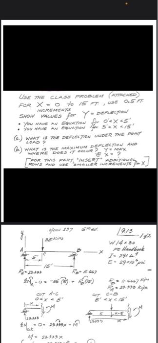 Use The Class Problem Arche For X Oto 15 T Use 0 5 Ft Increments Show Values For Y Derection You Nave A Esuatu For O 1