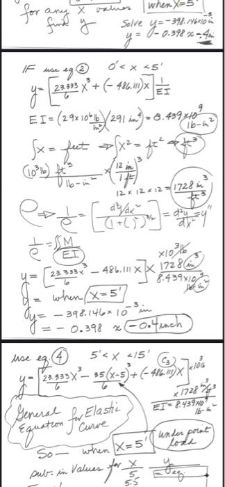 Use The Class Problem Arche For X Oto 15 T Use 0 5 Ft Increments Show Values For Y Derection You Nave A Esuatu For O 8