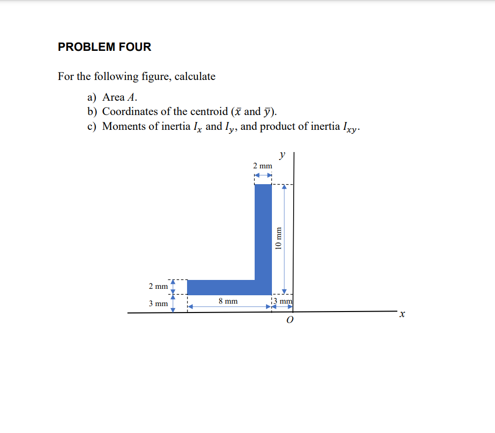 Problem Four For The Following Figure Calculate A Area A B Coordinates Of The Centroid Z And Y C Moments Of Iner 1