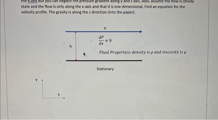 The Xaxis You Neglect Pressur Gradient Along Y And Z Axis Also Assume The Flow Is Steady State And The Flow Is Only Al 1