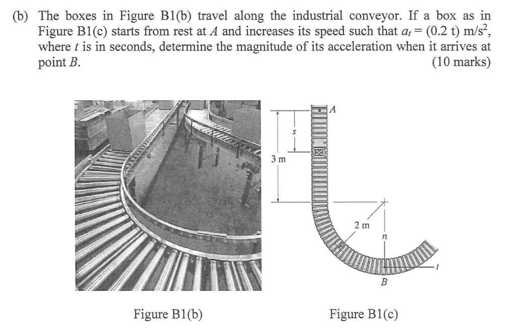 B The Boxes In Figure B1 B Travel Along The Industrial Conveyor If A Box As In Figure B1 C Starts From Rest At A An 1