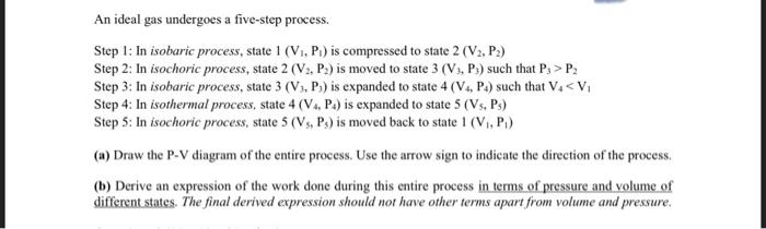 An Ideal Gas Undergoes A Five Step Process Step 1 In Isobaric Process State 1 V P Is Compressed To State 2 V2 1