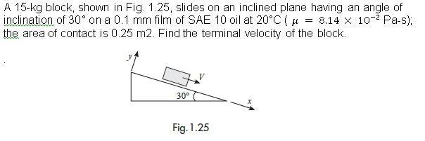 A 15 Kg Block Shown In Fig 1 25 Slides On An Inclined Plane Having An Angle Of Inclination Of 30 On A 0 1 Mm Film Of 1