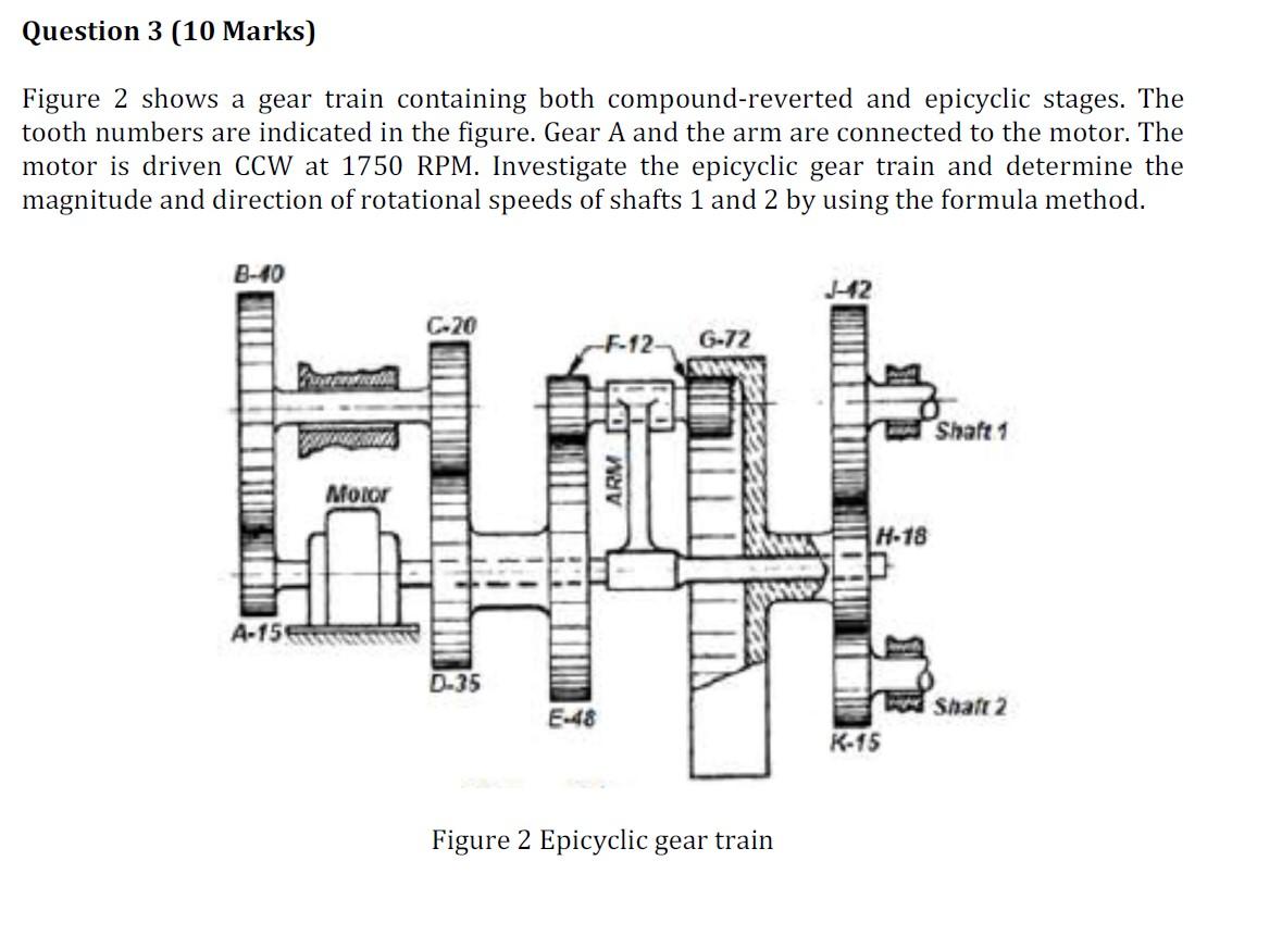 Question 3 10 Marks Figure 2 Shows A Gear Train Containing Both Compound Reverted And Epicyclic Stages The Tooth Numb 1