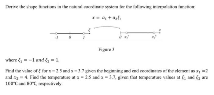 Derive The Shape Functions In The Natural Coordinate System For The Following Interpolation Function X A1 A2 Figur 1