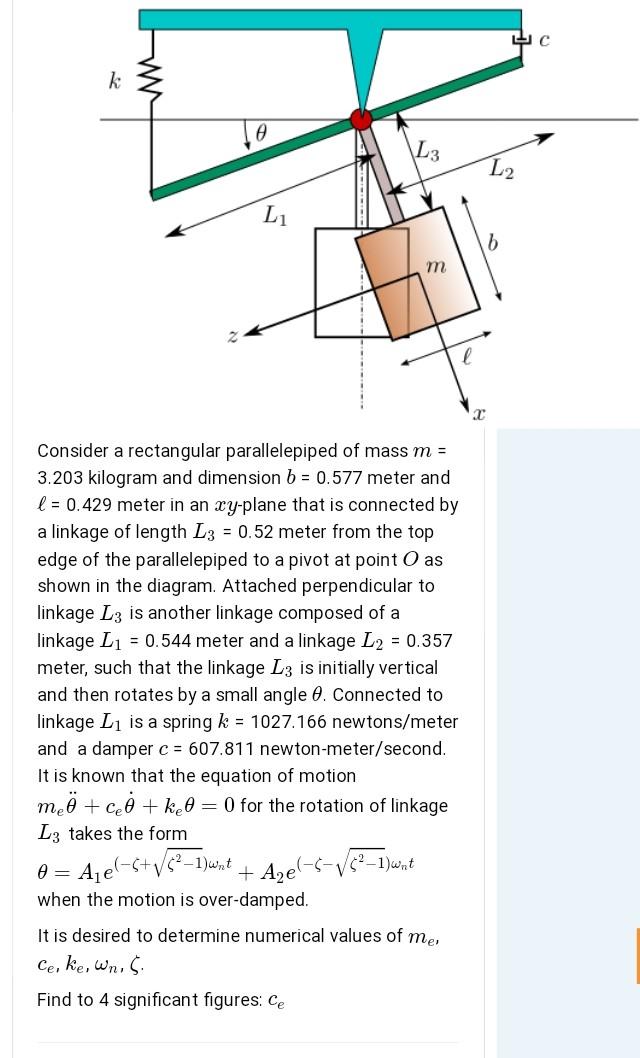 Pc K O L3 L M Consider A Rectangular Parallelepiped Of Mass M 3 203 Kilogram And Dimension B 0 577 Meter And 1 0 4 1