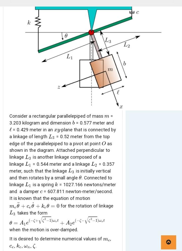 Consider A Rectangular Parallelepiped Of Mass M 3 203 Kilogram And Dimension B 0 577 Meter And L 0 429 Meter In An 2