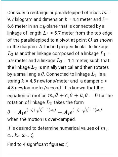 Consider A Rectangular Parallelepiped Of Mass M 9 7 Kilogram And Dimension B 4 4 Meter And L 6 6 Meter In An Xy Pl 1