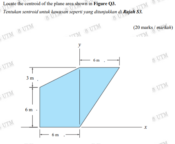 Ocate The Centroid Of The Plane Areas Area Shown In Figure Q3 Tentukan Sentroid Untuk Kawasan Seperti Yang Ditunjukkan 1