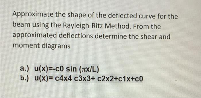 Approximate The Shape Of The Deflected Curve For The Beam Using The Rayleigh Ritz Method From The Approximated Deflecti 1