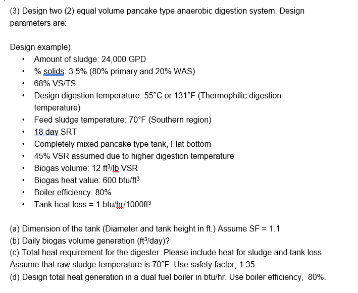 3 Design Two 2 Equal Volume Pancake Type Anaerobic Digestion System Design Parameters Are Design Example Amount 1