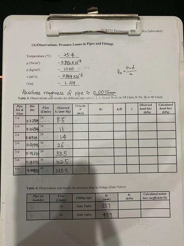 Please Help To Fill In The Column Watch Out For The Unit As Might Need To Change From L Min To M3 S Thank You V Much T 1