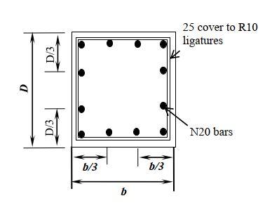 A Square Column Symmetrically Reinforced With 12 N20 Bars Is Shown In The Figure B 350 L 5 7 1
