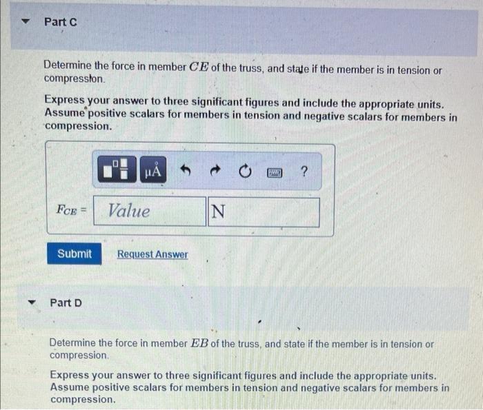E 1 F 2 4 M A6 B 6 M Revier Part A Determine The Force In Member De Of The Truss And State If The Member Is In Tens 3