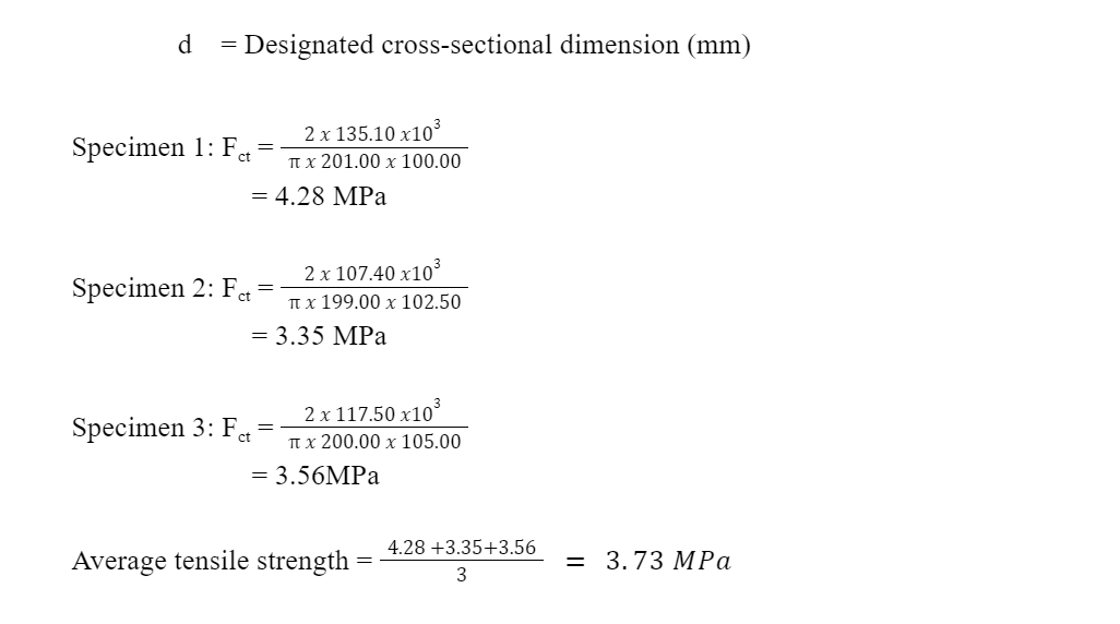 Mb 2 Test 2 Splitting Tension Test Bs En 12390 6 2009 Table 2 Result Of Splitting Tension Test Cylinder Specimen Nu 2