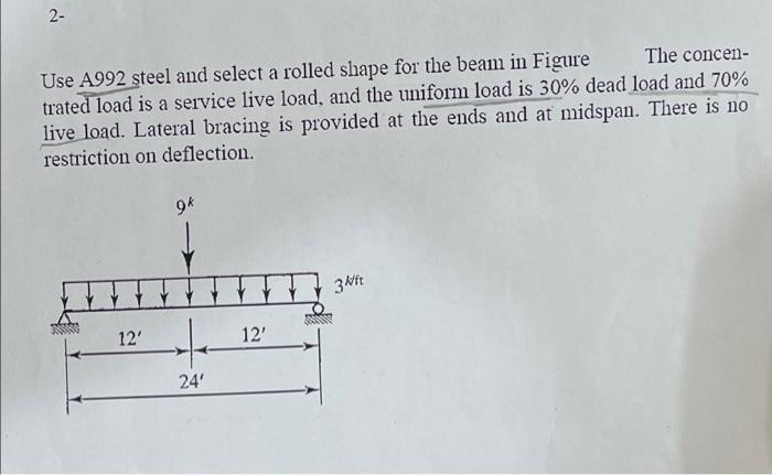 Steel Beams Structural Steel Design Home Works 1 The Beam Shown In Figure Must Support Two Concentrated Tive Loads Of 2 6