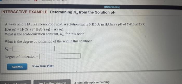 References Interactive Example Calculating Concentrations Of Species In A Weak Acid Solution Using Kg Approximation Me 2