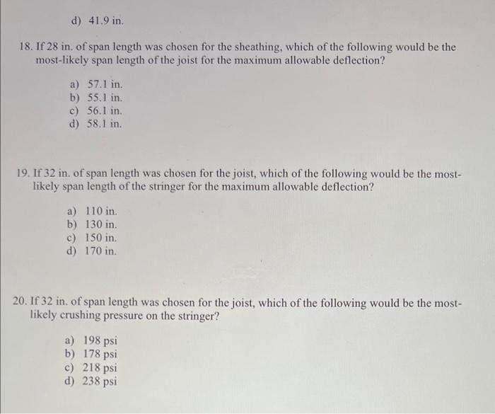Questions 16 20 Concrete Formwork Design 5 Points Each A Concrete Formwork For An 8 Inch Elevated Concrete Floor Sl 3
