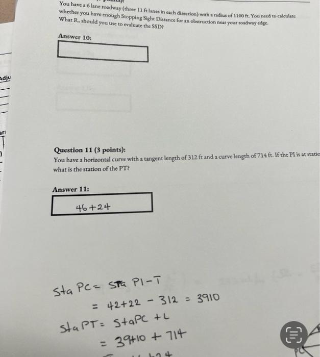 You Have A 6 Lane Roadway Three 11 Ft Lanes In Each Direction With A Radius Of 1100 Ft You Need To Calculate Whether 1