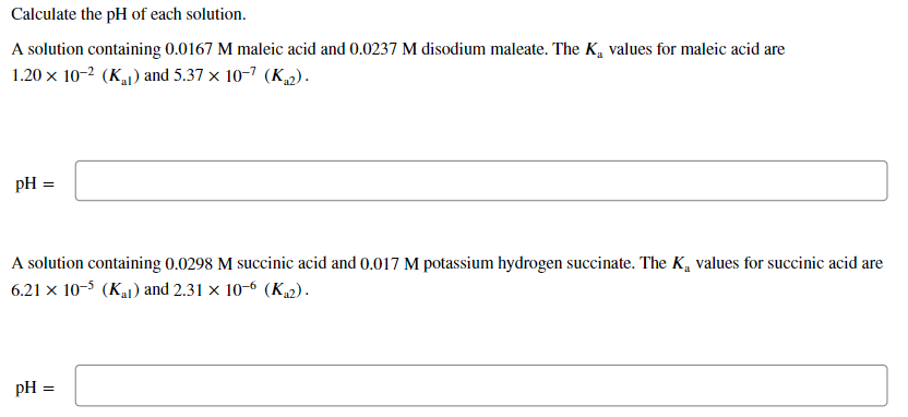 Calculate The Ph Of Each Solution 1