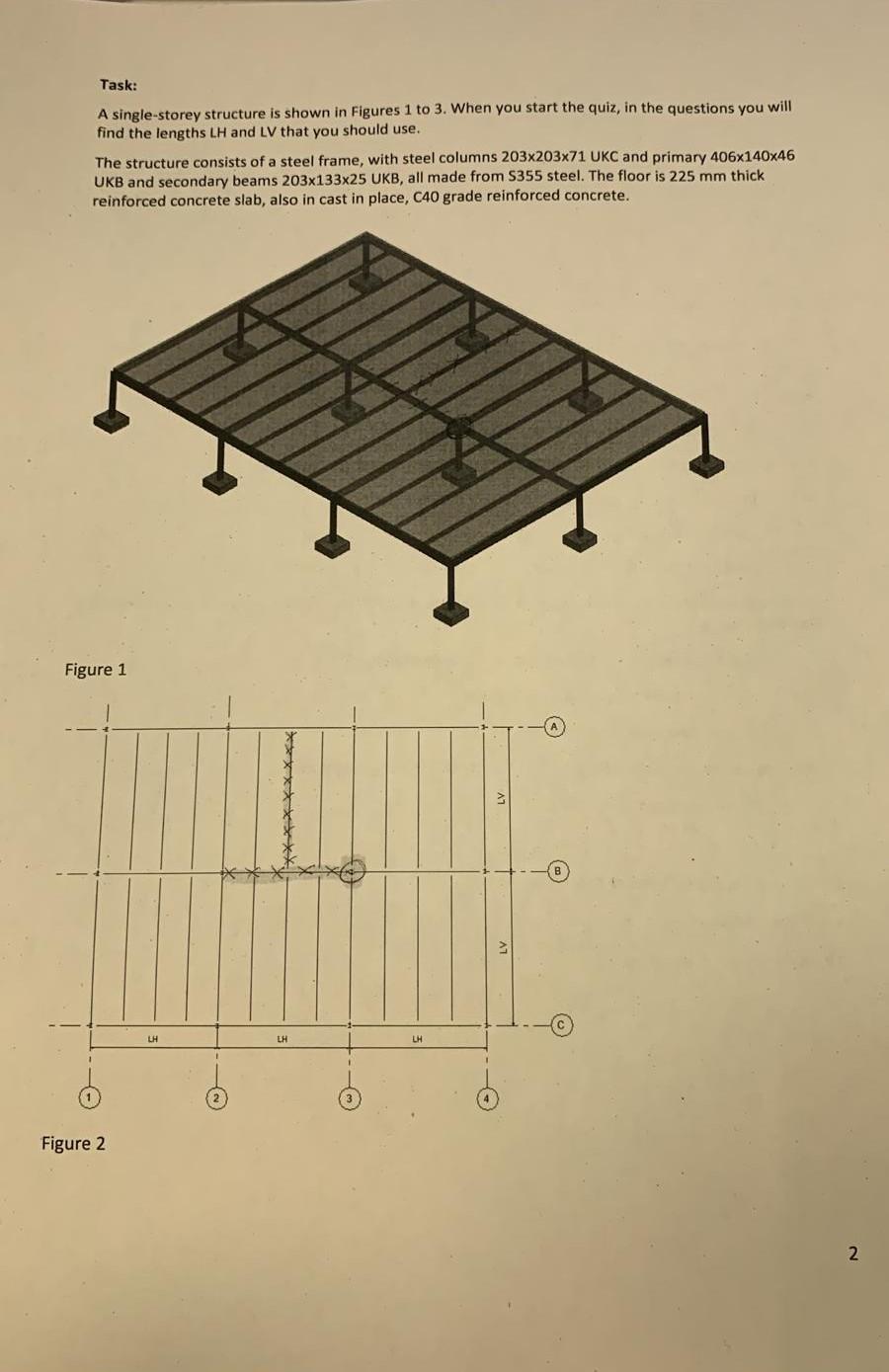 Task A Single Storey Structure Is Shown In Figures 1 To 3 When You Start The Quiz In The Questions You Will Find The 1