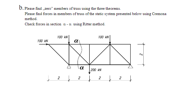 B Please Find Zero Members Of Truss Using The Three Theorems Please Find Forces In Members Of Truss Of The Static Sy 1