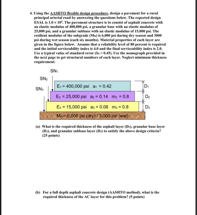 4 Using The Aashto Flexible Design Procedure Design A Pavement For A Rural Principal Arterial Road By Answering The Qu 1