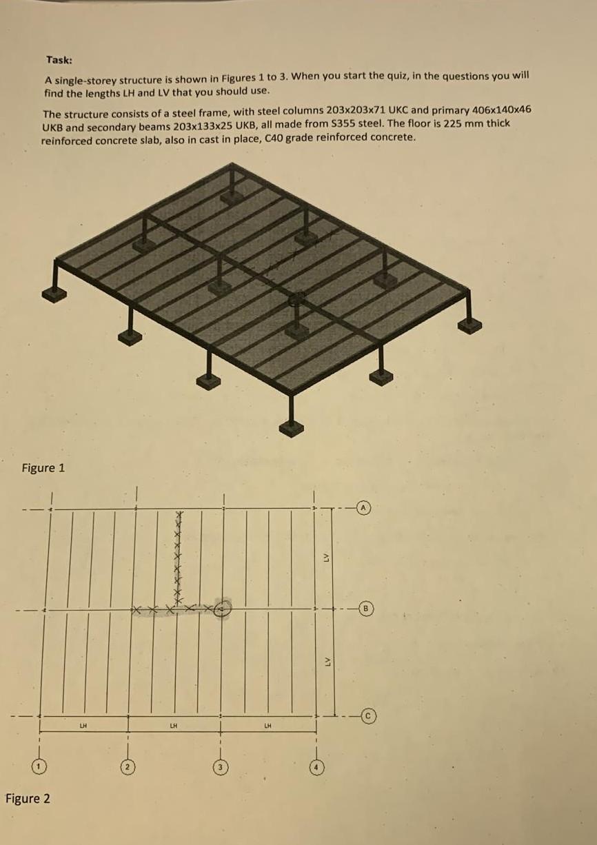 Task A Single Storey Structure Is Shown In Figures 1 To 3 When You Start The Quiz In The Questions You Will Find The 1