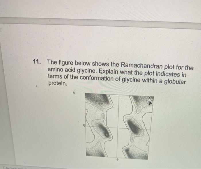 11 The Figure Below Shows The Ramachandran Plot For The Amino Acid Glycine Explain What The Plot Indicates In Terms Of 1