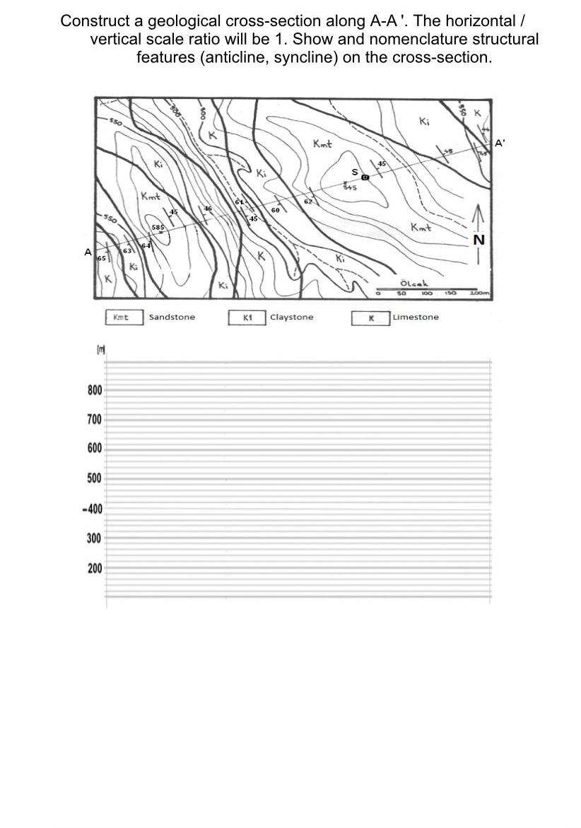 Construct A Geological Cross Section Along A A The Horizontal Vertical Scale Ratio Will Be 1 Show And Nomenclature 1