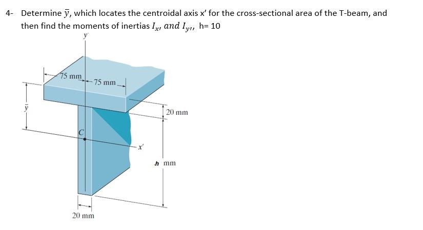 4 Determine Y Which Locates The Centroidal Axis X For The Cross Sectional Area Of The T Beam And Then Find The Momen 1