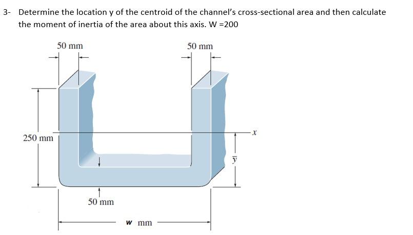 3 Determine The Location Y Of The Centroid Of The Channel S Cross Sectional Area And Then Calculate The Moment Of Inert 1