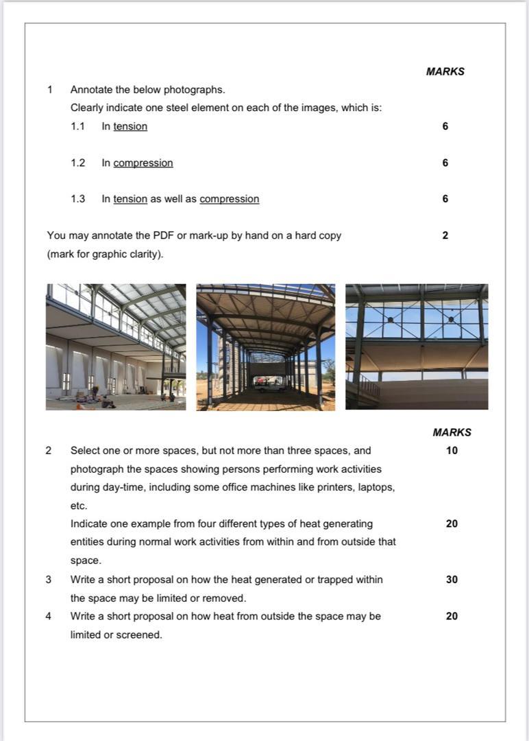 Marks 1 Annotate The Below Photographs Clearly Indicate One Steel Element On Each Of The Images Which Is 1 1 In Tensi 1