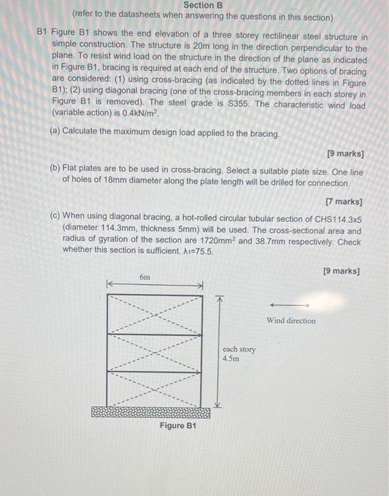 Section B Refer To The Datasheets When Answering The Questions In This Section B1 Figure B1 Shows The End Elevation Of 1