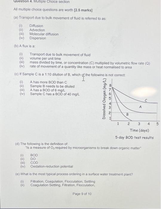 Question 4 Multiple Choice Section All Multiple Choice Questions Are Worth 2 5 Marks A Transport Due To Bulk Moveme 1
