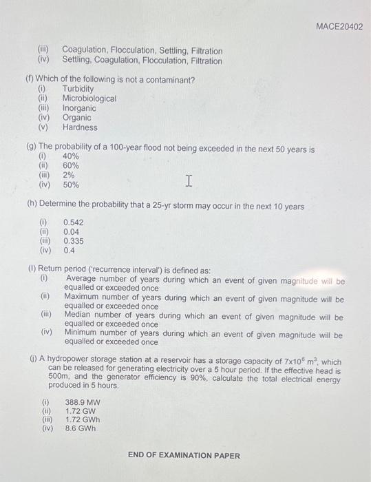 Question 4 Multiple Choice Section All Multiple Choice Questions Are Worth 2 5 Marks A Transport Due To Bulk Moveme 2