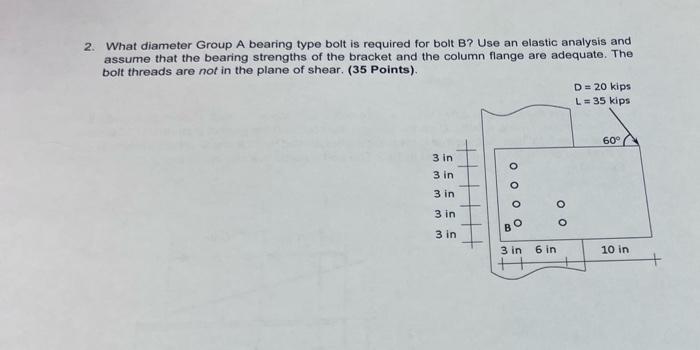 2 What Diameter Group A Bearing Type Bolt Is Required For Bolt B Use An Elastic Analysis And Assume That The Bearing S 1