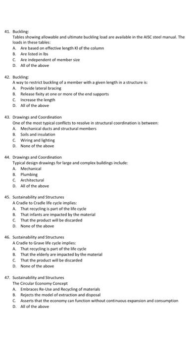 41 Buckling Tables Showing Allowable And Ultimate Buckling Load Are Available In The Aisc Steel Manual The Loads In Th 1
