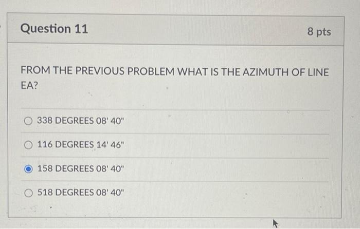 Balance The Following Interior Angles To The Right For A Polygon Traverse Compute The Azimuths Assuming A Fixed Azimuth 3