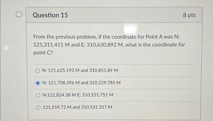 Question 10 8 Pts Balance The Following Interior Angles To The Right For A Polygon Traverse Compute The Azimuths Assumi 7