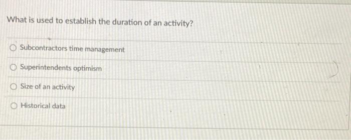 What Is Used To Establish The Duration Of An Activity Subcontractors Time Management Superintendents Optimism Size Of A 1
