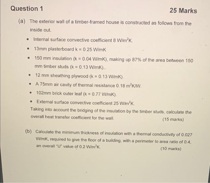 Question 25 Marks A The Following Table Gives Details Of The Structure Of A Ceiling Type Commonly Encountered In Many D 3