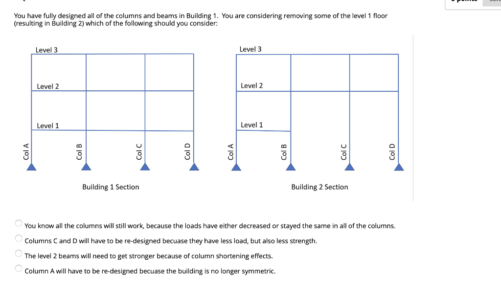 You Have Fully Designed All Of The Columns And Beams In Building 1 You Are Considering Removing Some Of The Level 1 Flo 1