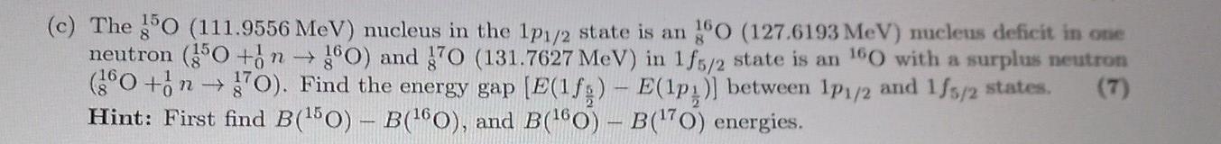 C The 50 111 9556 Mev Nucleus In The 1p1 2 State Is An O 127 6193 Mev Nucleus Deficit In One Neutron 450 On 1