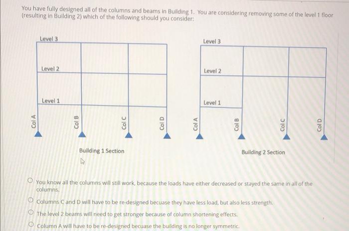 You Have Fully Designed All Of The Columns And Beams In Building 1 You Are Considering Removing Some Of The Level 1 Flo 1